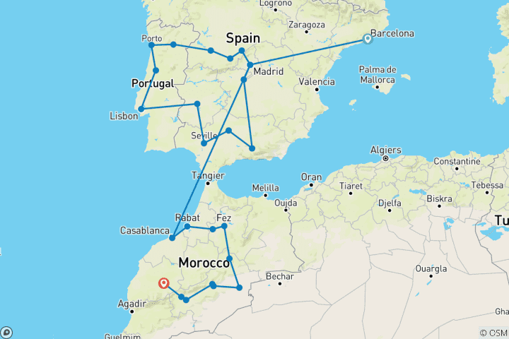 Carte du circuit Circuit en petit groupe de 22 jours 