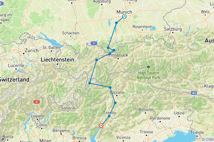 Carte du circuit München - Gardasee