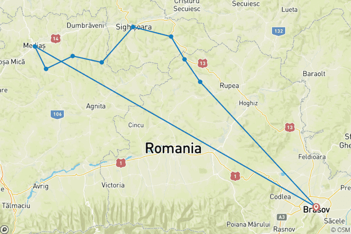 Carte du circuit L'aventure de la Via Transilvanica en 10 jours : Terra Saxonum