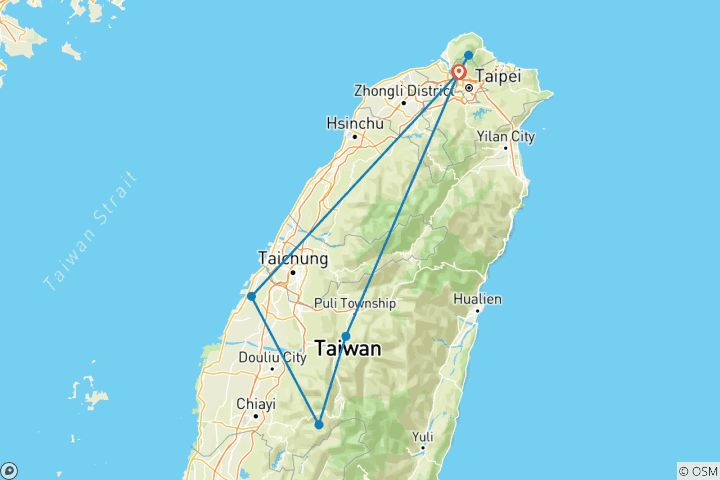Karte von Taiwan - Inselabenteuer im "anderen China"