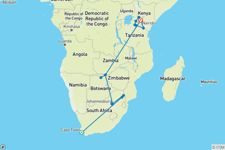 Karte von Große Afrikanische Safari