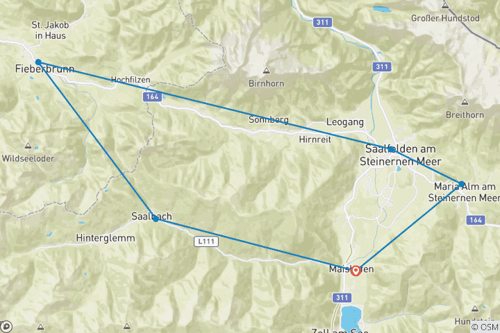 Carte du circuit Les sommets de Salzbourg et les Alpes de Kitzbühel