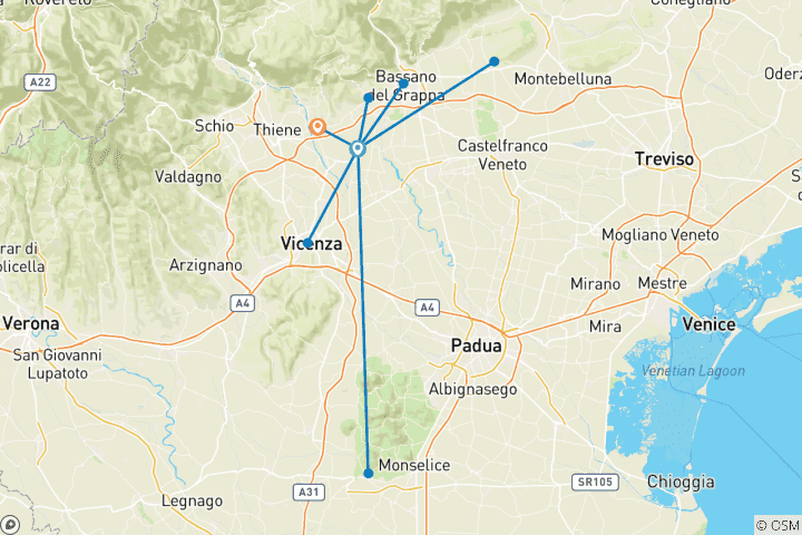 Karte von Venetien Sternfahrt