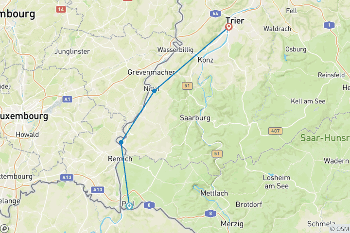 Carte du circuit Mosel- und Eifelsteig
