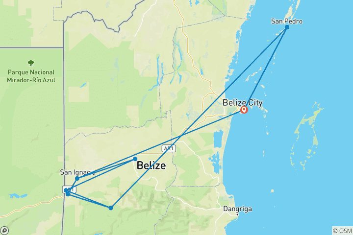 Carte du circuit Découverte du Belize - 8 jours