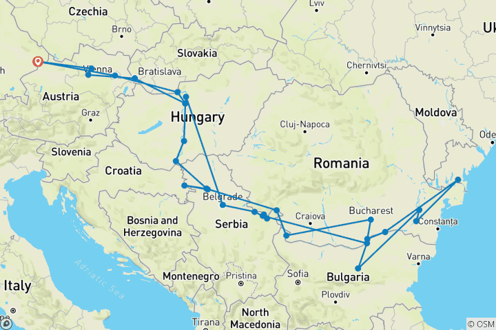 Karte von Die Donau bis ins Donaudelta (Passau - Passau)