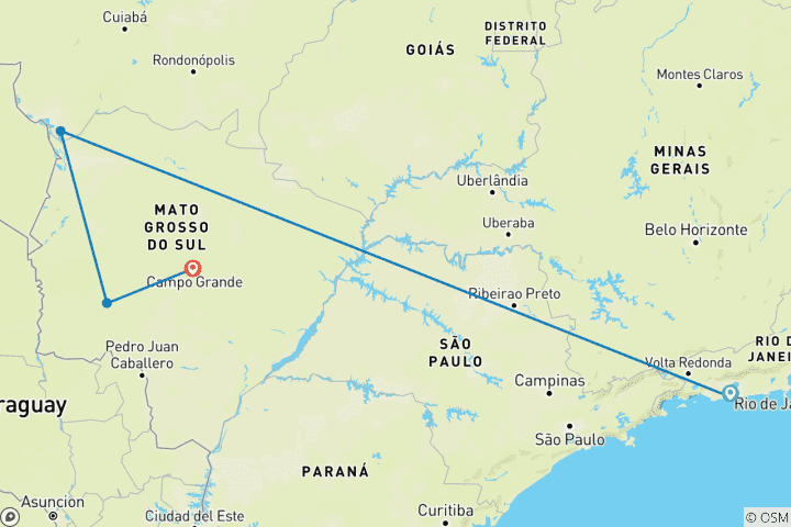 Carte du circuit Aventure faunique au Brésil