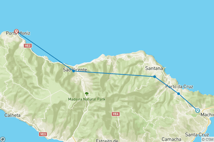 Carte du circuit Le Nord sauvage de Madère