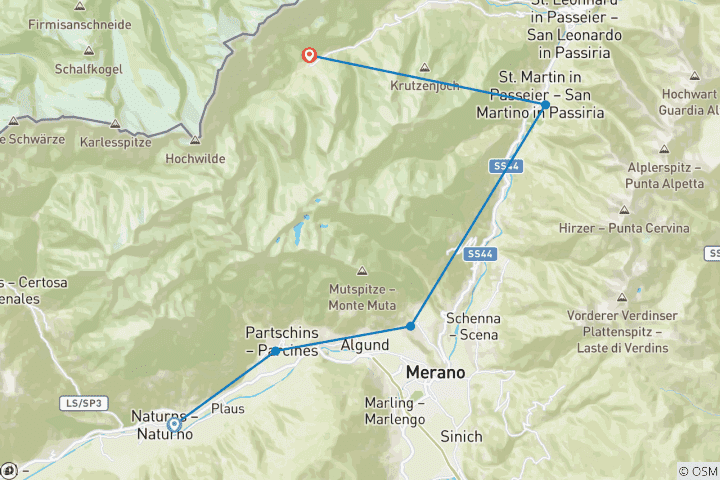 Kaart van Meraner Höhenweg zuidzijde