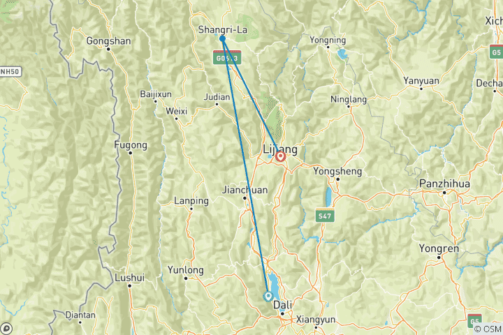 Carte du circuit 7 jours - Best of Yunnan Small Group Tour (Max 12) | Southwest China Package Adventure