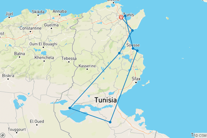 Mapa de Gran viaje Túnez premium 7 Noches | 8 Días