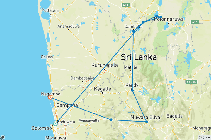 Carte du circuit Le meilleur du Sri Lanka - Aventure en famille