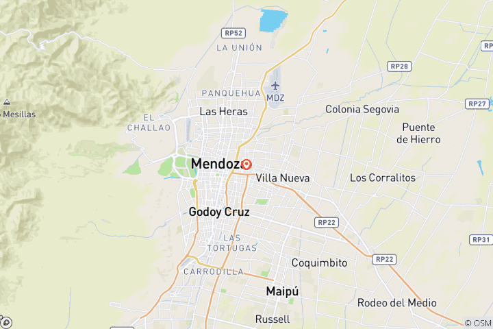 Carte du circuit 5 jours Vignobles, montagnes et saveurs locales - Mendoza Wine & Andes Adventure