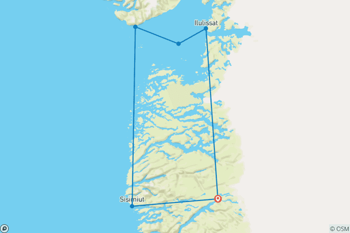 Carte du circuit Découverte de la baie de Disko au Groenland - 7 jours