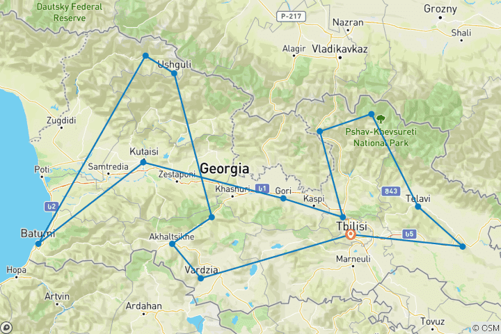 Karte von Legendäre Georgien-Reise: Vom Kaukasus zum Schwarzen Meer