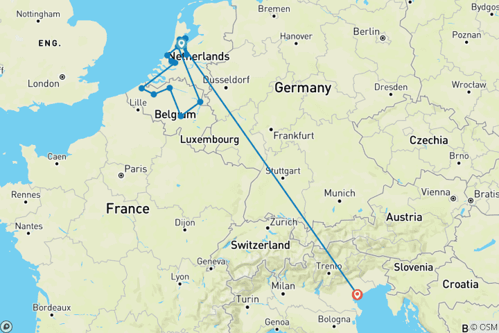 Mapa de Lo mejor de Holanda y Bélgica (Amsterdam - Amsterdam) (from Amsterdam to Venecia)