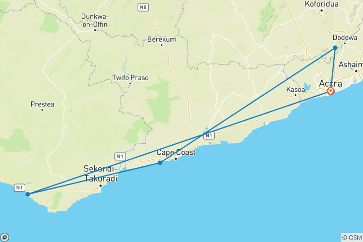 Karte von Ghana - Farben und Rhythmen im Lande des Goldes