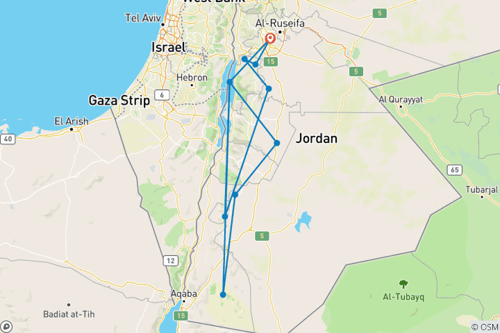 Carte du circuit Passage à Pétra Privé - 6 jours