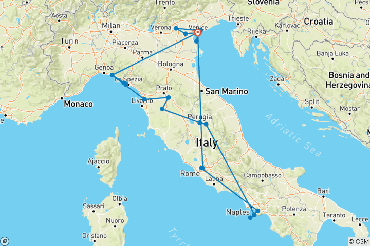 Map of Cruise & Tour: Experience the Best of Italy (2027) (Venice to Venice, 2027)