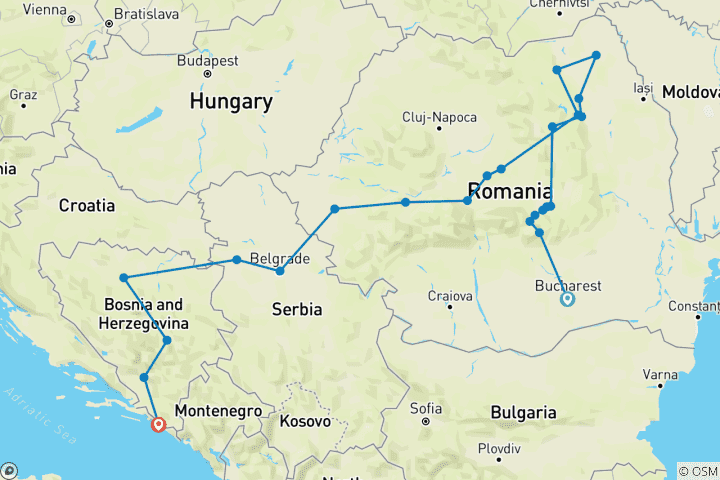 Mapa de Ruta por los Balcanes - Final en Dubrovnik