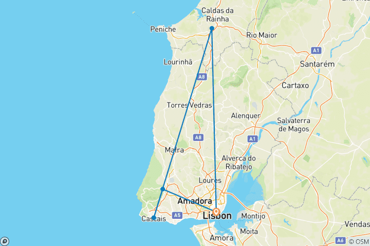 Mapa de Viaje a Portugal en Grupo Reducido Sólo para Mujeres - Lisboa | Sintra | Cascais