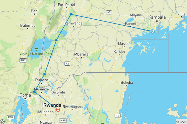 Karte von Uganda und Ruanda - Im Land der sanften Riesen