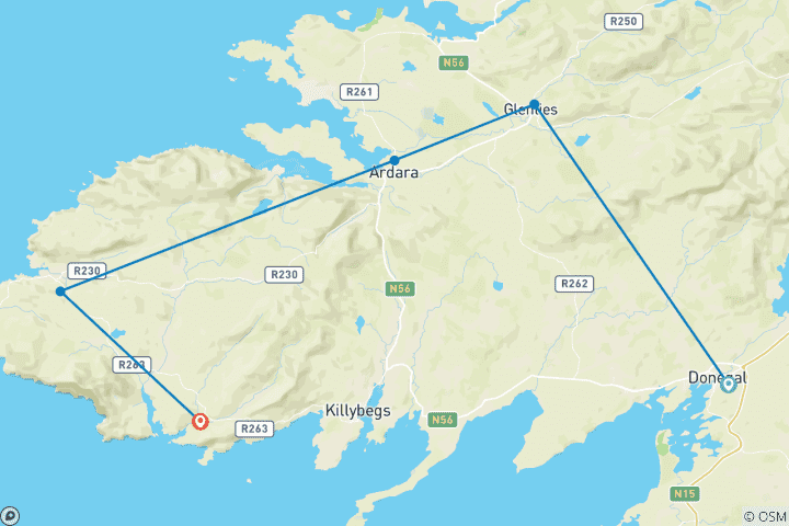 Map of Donegal Way, 8-day Self-guided walking