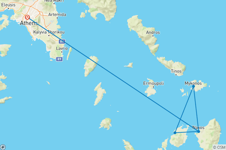 Karte von Griechenland: Naxos & Mykonos Alle Frauen Kleingruppenreise