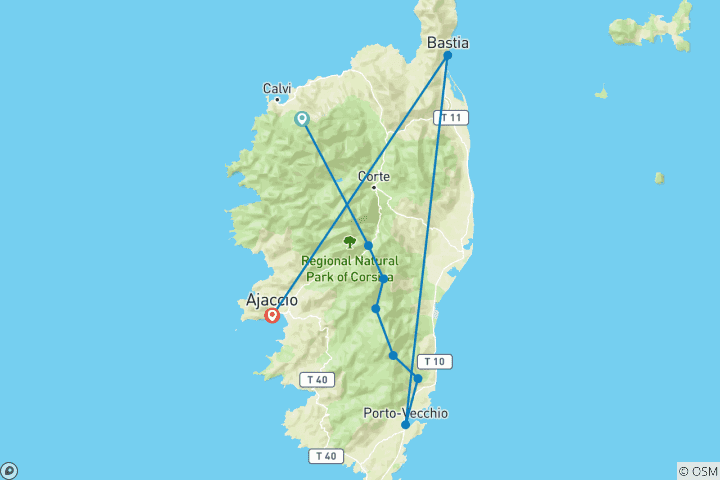 Kaart van Corsica - De complete GR20 (15 dagen)