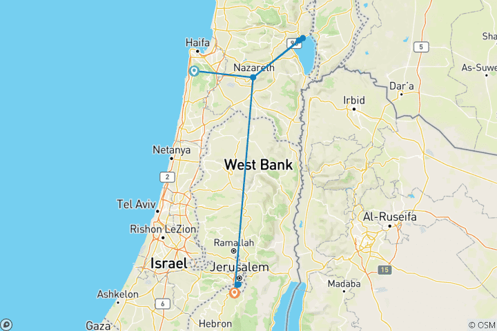 Mapa de 6 Días Del Mar de Galilea a Jerusalén: La Ruta Divina