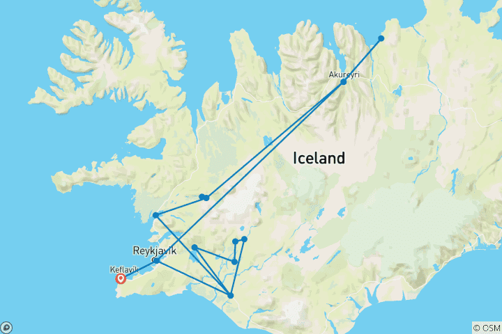 Carte du circuit Signature : Reykjavik, le cercle d'or et les fjords du nord de l'Islande National Geographic Journeys
