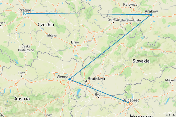 Carte du circuit Le meilleur de l'Europe centrale : Un voyage en petit groupe