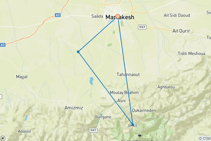 Karte von 2 Tage Abenteuer in Marokko