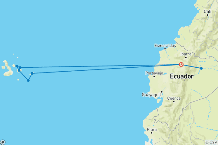 Carte du circuit Équateur - les mystères de l'Amazonie et des Galapagos (réservé aux femmes)