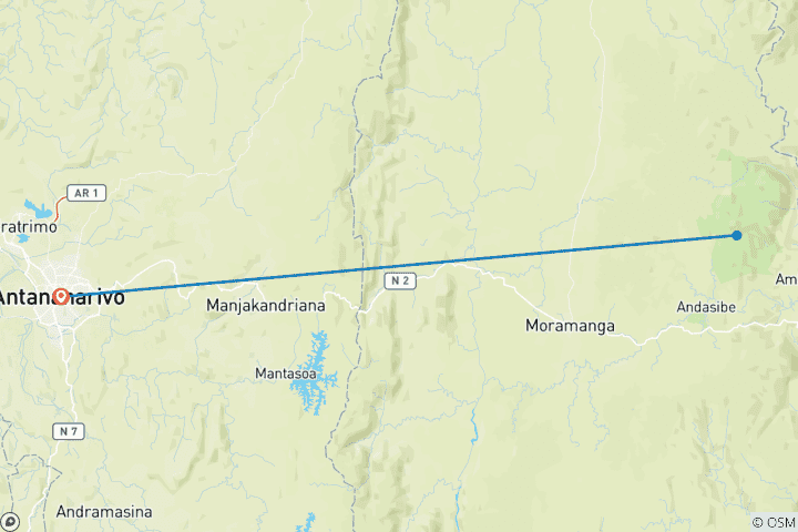 Kaart van Privé 5-daags avontuur in het Andasibe regenwoud