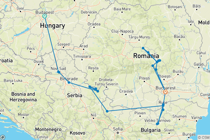 Carte du circuit Enchantement de l'Europe de l'Est et de la Transylvanie 2027