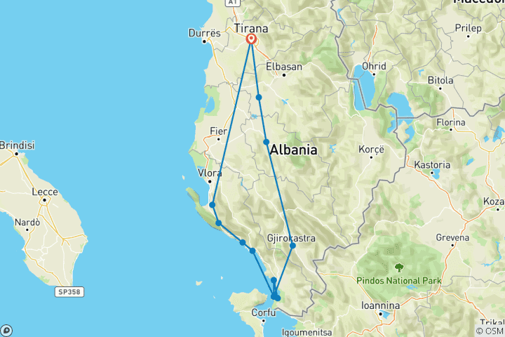 Mapa de Experiencia en el sur de Albania