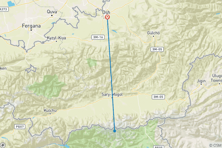 Kaart van Aboriginals van het Pamir-gebergte (Osh-Osh)