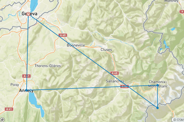 Carte du circuit Genève et les merveilles des Alpes - 5 jours