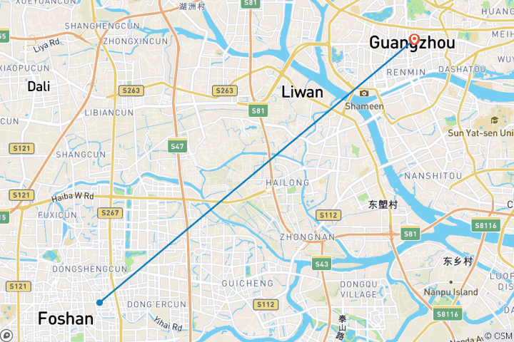 Mapa de Escapada a Guangzhou y Foshan (Estándar) - 4 días
