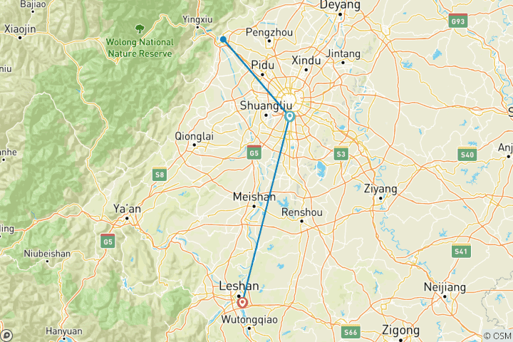 Carte du circuit Séjour à Chengdu (standard) - 4 jours