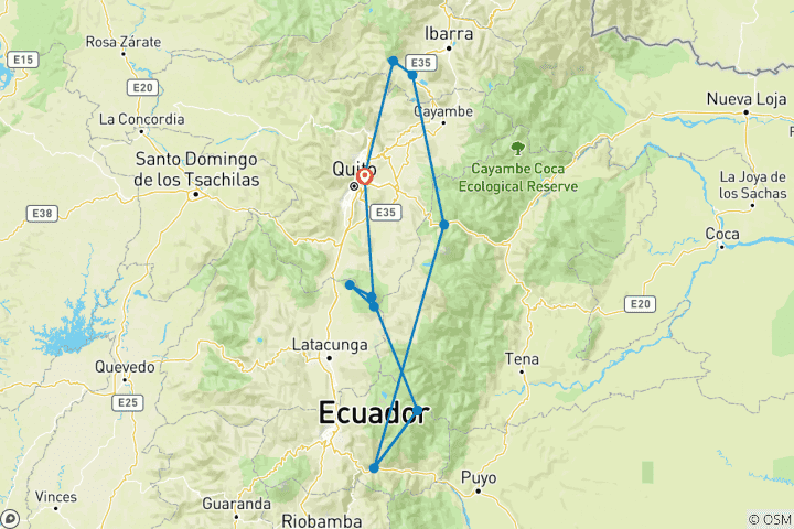 Karte von Ecuador Aktiv Abenteuer - 8 Tage