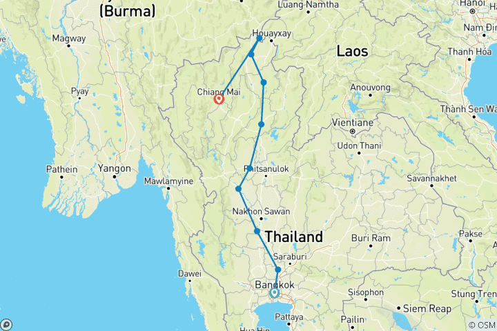 Map of 6-Day The Royal Cities & Yi Peng Sky Lantern Festival 2026