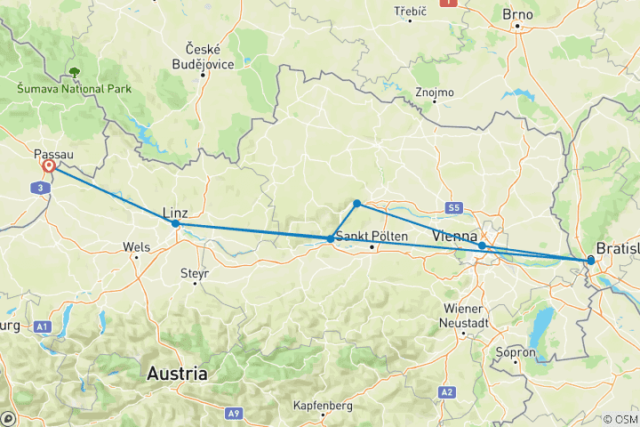 Karte von Weihnachten an der Donau - AMADEUS Imperial (Passau - Passau)