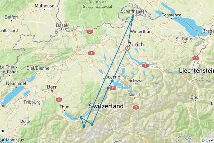 Map of Grand Tour of Switzerland - 5 Days