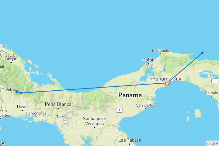 Mapa de 8 Días Ciudad y Tierras Altas: Panamá y Boquete