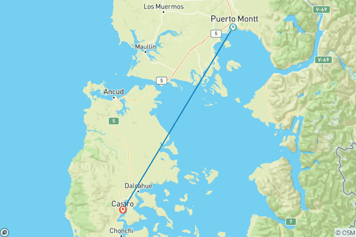 Kaart van 6 Dagen Vogels kijken op Chiloe eiland!