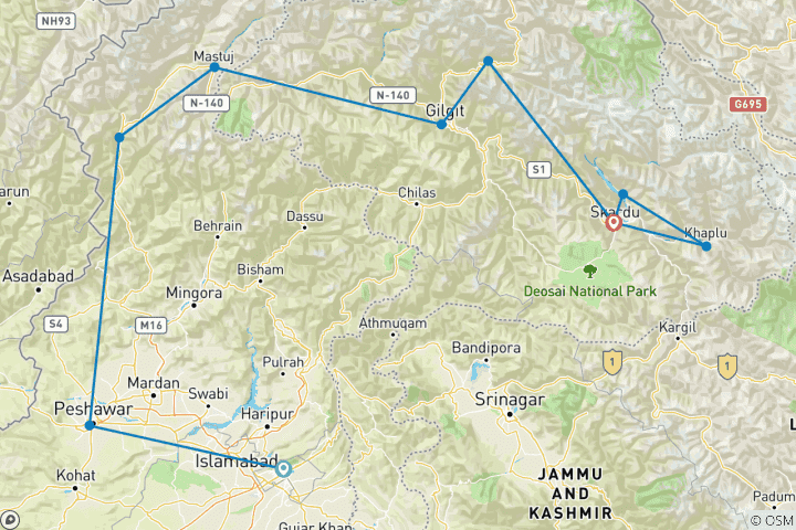 Kaart van Verken Kalash Valley & Gilgit Baltistan Tour