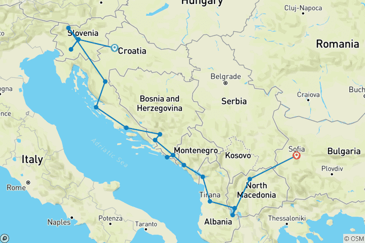 Kaart van Wonderen van de Balkan