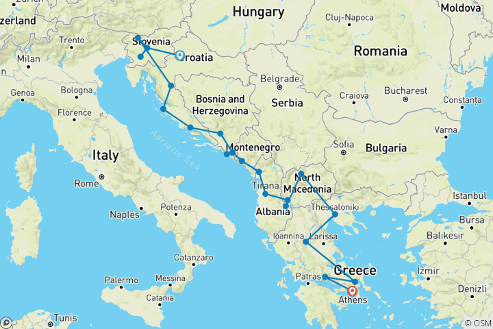 Kaart van Balkan verkend